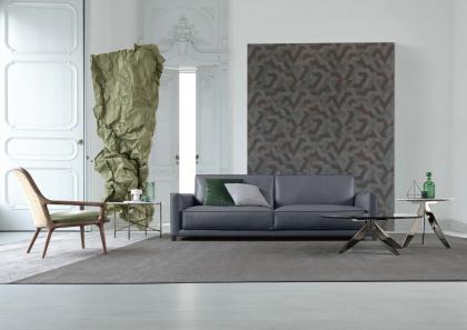 Ergonomic sofa Tommy in leather matched with the Patti armchair– BertO