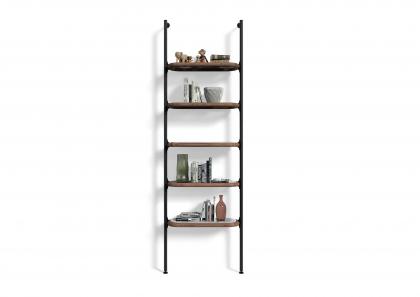 Designer bookcase Ian with shelves in Carraro marble bordered in wood - BertO