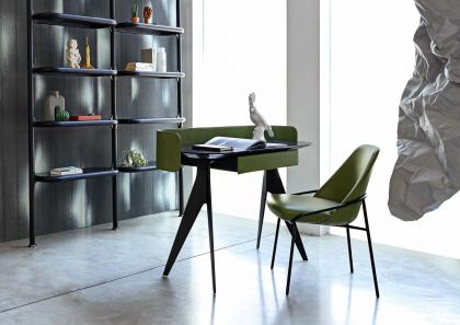 Designer desk Jim with drawer upholstered in leather  - BertO  