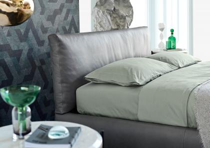 Headboard of Soho double bed in grey leather - BertO