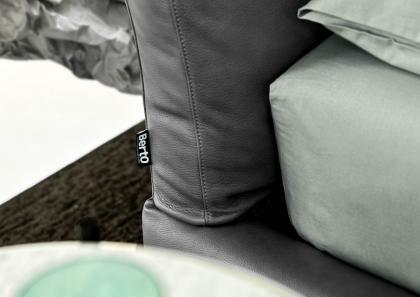 Detail of headboard of Soho double bed in grey leather - BertO