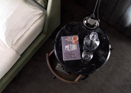 Bedside table Roi with top in Black Marquina marble - BertO