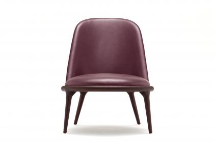 Kim enveloping armchair upholstered in leather Martin - BertO