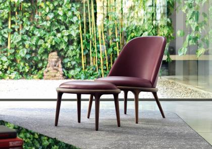 Wrap-around armchair Kim with pouf Made in Meda - BertO