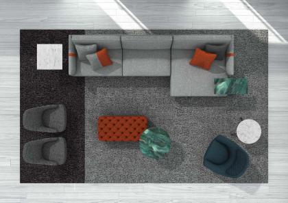 Dee Dee sofa composition with big peninsula in fabric - BertO