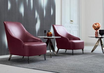 Emilia red leather armchairs - BertO