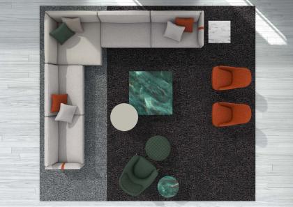 Modern-environment furnished with Riff coffee table in Emerald Quarzite - BertO