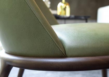 KIM green leather enveloping armchair seat detail - BertO