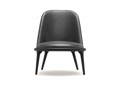 Kim Total Black Special Edition leather chair without armrests - front view - BertO