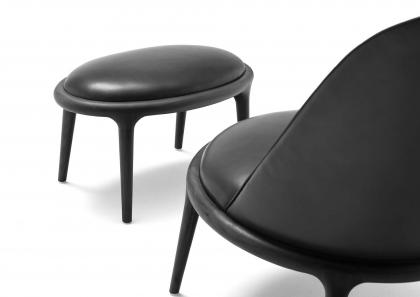 Detail of Kim leather chair without armrests with Pouf - back - BertO	