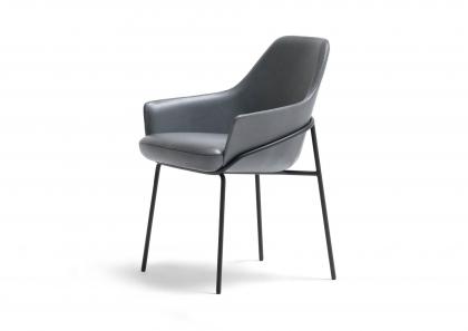 Jackie chair in gray full grain leather - BertO
