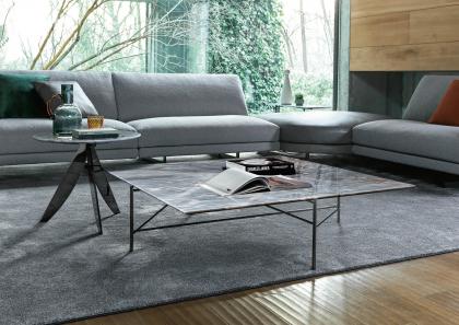 Circus coffee table with Deep Gray marble top with Dee Dee sofa - BertO