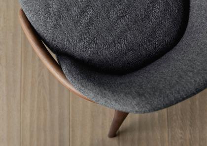 Modern wooden chair Jackie Wood seat detail covered in fabric - BertO