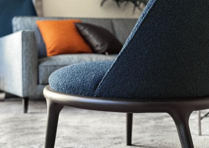 Living room with armchair in bouclè fabric - BertO
