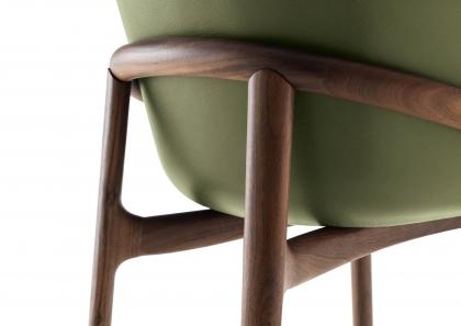 Stool structure in Canaletto wood and leather Jackie WOOD - BertO