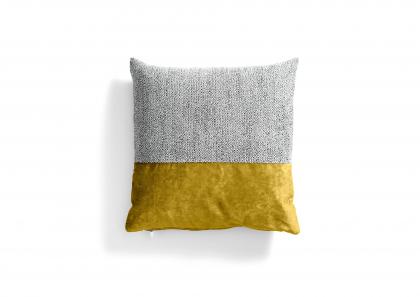 Chris two-tone colored cushion in fabric and gold velvet - BertO