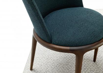 Joan upholstered dining chair in fabric and Canaletto walnut - BertO