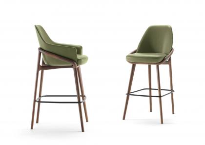 Jackie WOOD high stools in wood and leather - BertO