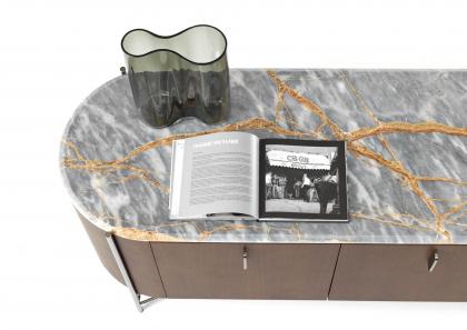 Modern sideboard with Deep Grey bevelled marble top - BertO	