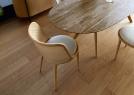 Stiv table in solid oak with travertine marble top detail - BertO