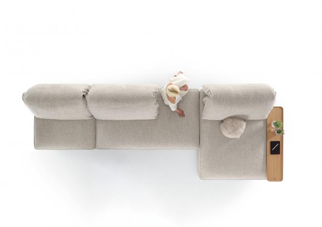 David modular leather sofa with oak armrests - Outlet 