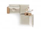 David modular leather sofa with oak armrests - Outlet 