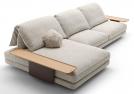 David modular leather sofa with oak armrests - Outlet 