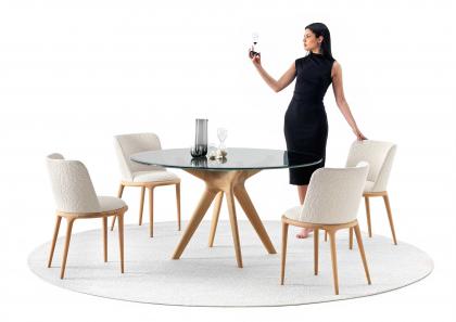STIV ROUND TABLE WITH GLASS TOP