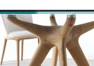 Round Stiv table with glass top and oak wood base - BertO