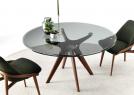Round Stiv table with glass top and walnut structure - BertO