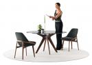 Stiv Round Table in Dark Oil Canaletto Walnut with Glass Top - BertO