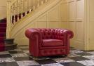 Chester armchair in red leather - Outlet 