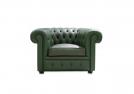 Armchair chester in green leather - Outlet 