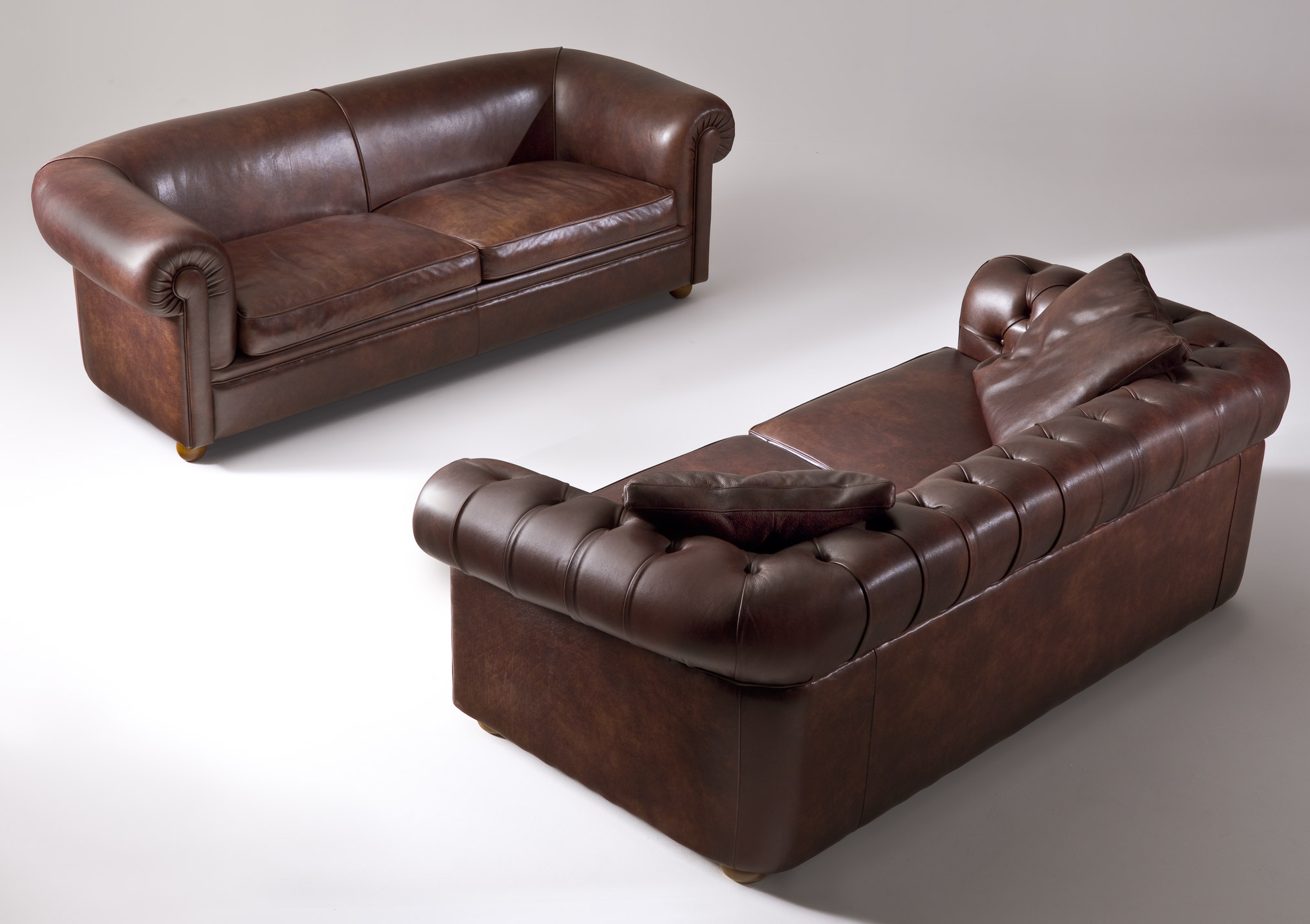York Classic Leather Sofa with scroll arm Berto Salotti