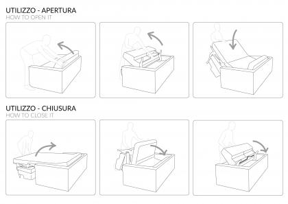 Use of the Easy sofa bed: opening and closing phases - BertO