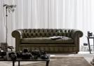 Richmond tufted sofa with leather cover - 3 seater cm L.217 x D.90 x H.72