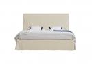 Bed with headboard in stain-resistant linen - natural color