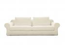 Linen Sofa with Deep Seat Cushions - natural white