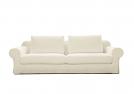 Linen Sofa with Deep Seat Cushions - natural white