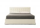 Capitonné bed Marais in natural white linen