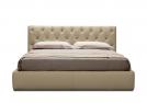 Bed with deep-buttoned leather headboard Tribeca - BertO Shop
