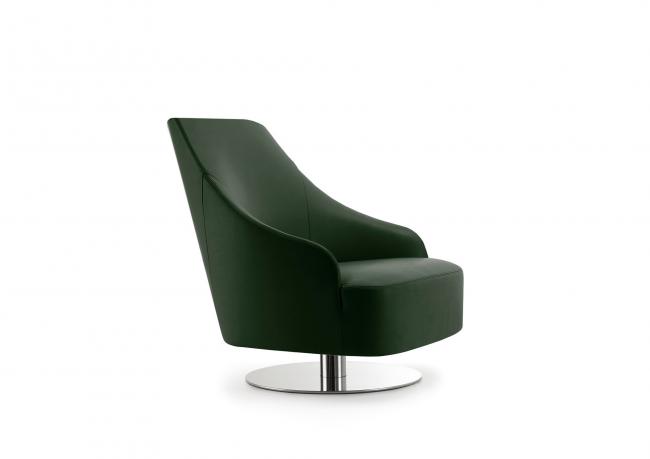 Emilia swivel armchair covered in leather - BertO Outlet