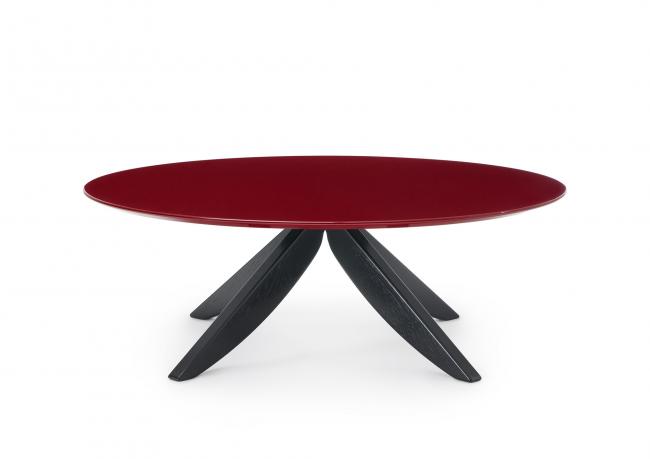Coffe table with Marsala red lacquered top - BertO Outlet