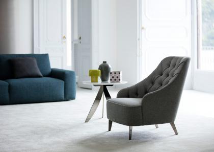 Chromed steel feet designed by BertO Design Studio - Emilia capitonné armchair
