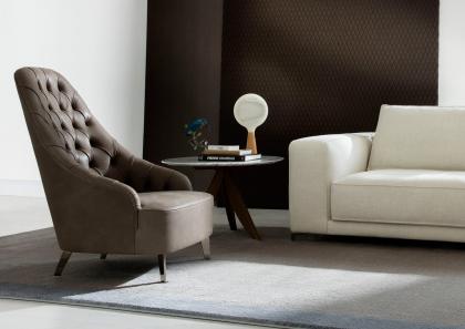 Vanessa armchair covered in Nabuk leather - cm L.67 x D.86 x H.100 - BertO Salotti
