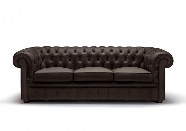 Chester sofa covered in brown leather - BertO Outlet