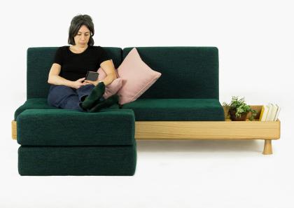 Convertible Sofa Meda - composition with pouf