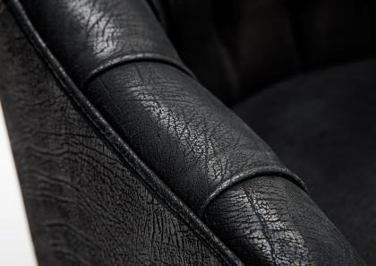 Cover made of printed black Nabuk leather with vintage mat look - Vanessa armchair #BertoLive 