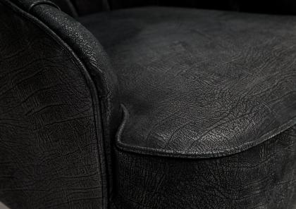 Cover made of printed black Nabuk leather with vintage mat look - Emilia armchair BertO #BertoLive 