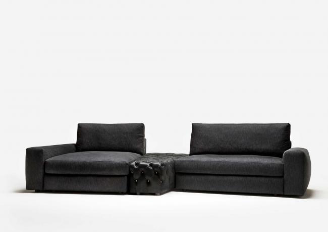 Joey Chaise Longue Sofa covered in Denim - #BertoLive 2016